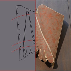 May include: A black and white line drawing of a boot with a row of eyelets on the side. The boot is shown next to a brown fabric boot with a floral pattern.