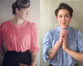 DIGITAL printable sewing pattern 1890s Aesthetic Dress shirtwaist women's sizes 32-60" bust circumference.  Perfect for historybounding!