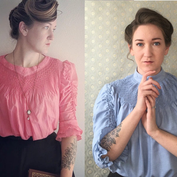 DIGITAL printable sewing pattern 1890s Aesthetic Dress shirtwaist women's sizes 32-60" bust circumference.  Perfect for historybounding!
