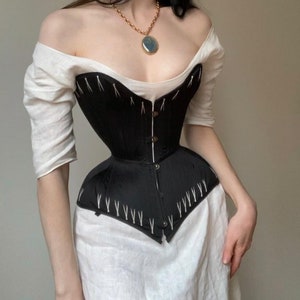 Custom-made late Victorian tightlacing corset. Prototype corset step included, made to your body measurements.