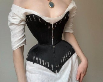 Custom-made late Victorian tightlacing corset. Prototype corset step included, made to your body measurements.