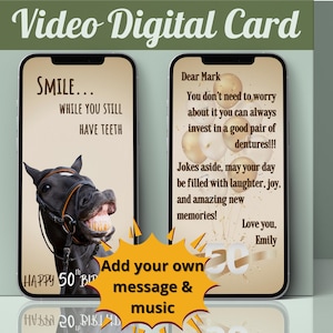 Cartão de aniversário de 50 anos engraçado animado, vídeo de feliz aniversário personalizado, presente surpresa, cartão para celular, melhor amigo, aniversário, cartão de aniversário personalizado para o pai