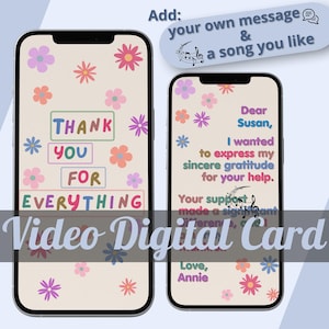 Video de agradecimiento personalizado, regalo de apoyo emocional, tarjeta animada de agradecimiento, trabajo, mejor amiga, regalo personalizado, tarjeta de agradecimiento, amigo, agregue su texto