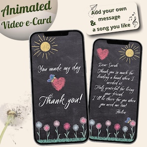 Carte de remerciement animée personnalisée juste parce que cadeau personnalisé vidéo carte de remerciement meilleure amie du travail meilleur ami cadeau surprise pour mobile