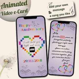 Biglietto di auguri personalizzato per anniversario, regalo digitale personalizzato, coppia, anniversario, biglietto animato, auguri, e-card digitale, regalo personalizzato, anniversario