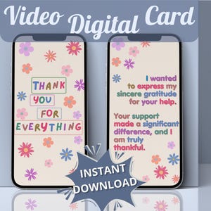 Animierte emotionale Unterstützung Dankeskarte für Freund Mobile Personal Wertschätzung Dankeschön Geschenk nur weil Seelenpartner/Mama Video Geschenk danken