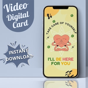 Animierte emotionale Unterstützung e-card Freund Handy Heilung Karte Selbstfürsorge Denken an Sie Geschenk für Sie / Ihn gute Besserung Video Nüchternheit Geschenk