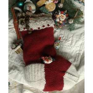 Christmas Stocking Knitting Pattern Instant PDF DOWNLOAD Decoration Gift Idea Photo Prop Idea image 1