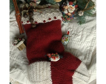 Christmas Stocking Knitting Pattern Instant PDF DOWNLOAD Decoration Gift Idea Photo Prop Idea