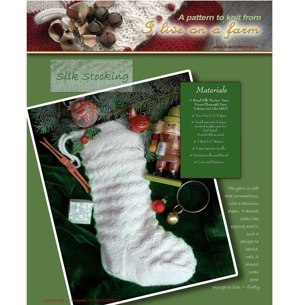 Silk Stocking Hand Knit Christmas Stocking Knitting Pattern ONLINE ...