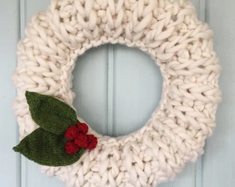 Chunky Christmas Wreath Knitting Pattern Digital PDF Download