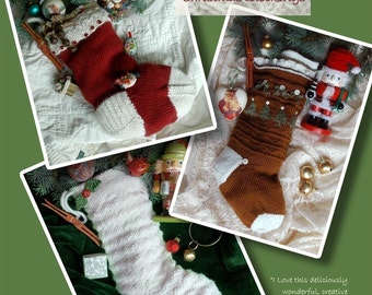 Christmas Stocking Knitting Patterns Instant PDF DOWNLOAD Decoration Photo Prop Gift Idea