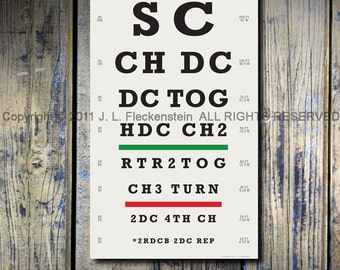 Crocheter's Eye Chart (TM) Crocheter Gift Idea As seen in Molly Makes magazine 12 x 18 Art Print