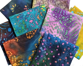 8 Piece Set AA Batik Fat Quarter Bundle Quilt Fabric Cotton Sewing Crafting Quilters Gift 21x18 inches