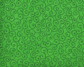 1 Yard Kelly Green Swirl Fabric Tonal Blender Tone on Tone 100% Cotton for Quilt Fabric