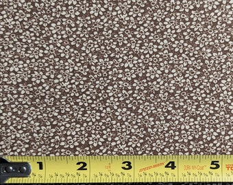 1 Yard Cotton Fabric, brown tone on tone, small floral print fabric, quilt fabric