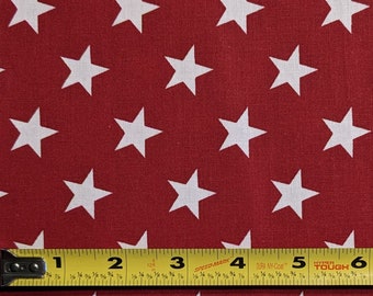 1 Yard Cotton Fabric, Star Fabric, Stars on Red, Patriotic, America, Americana, Flag