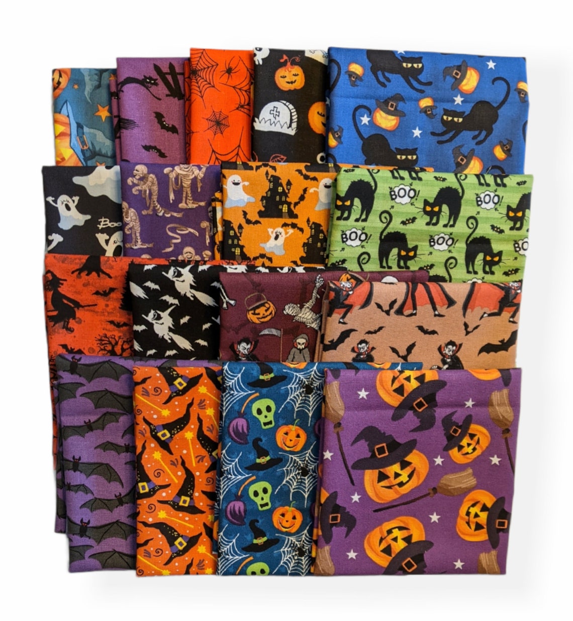 Halloween Fabric 17 Piece Fat Quarter Bundle Quilting Sewing Etsy