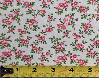 1 Yard Cotton Fabric, rose fabric, pink small floral print fabric, quilt fabric, fabric by the yard