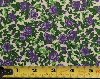 1 Yard Cotton Fabric, purple floral print fabric, quilt fabric, fabric by the yard