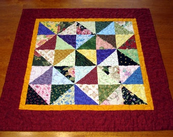 Table Topper Doll Quilt Baby Lovey 20 x 20 inches Scrappy Patchwork Farmhouse