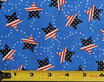 1 Yard Cotton Fabric, Star Fabric, American Flag Stars on Blue, Patriotic, America, Americana