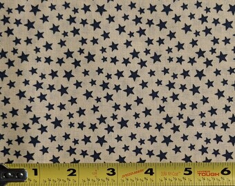 1 Yard Cotton Fabric, Star Fabric, Navy Blue Stars on off white, Patriotic, America, Americana, American Flag