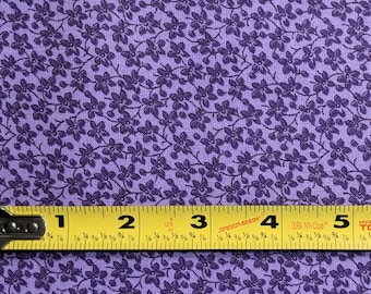 1 Yard Cotton Fabric, lavender purple tone on tone, small floral vine fabric, quilt fabric