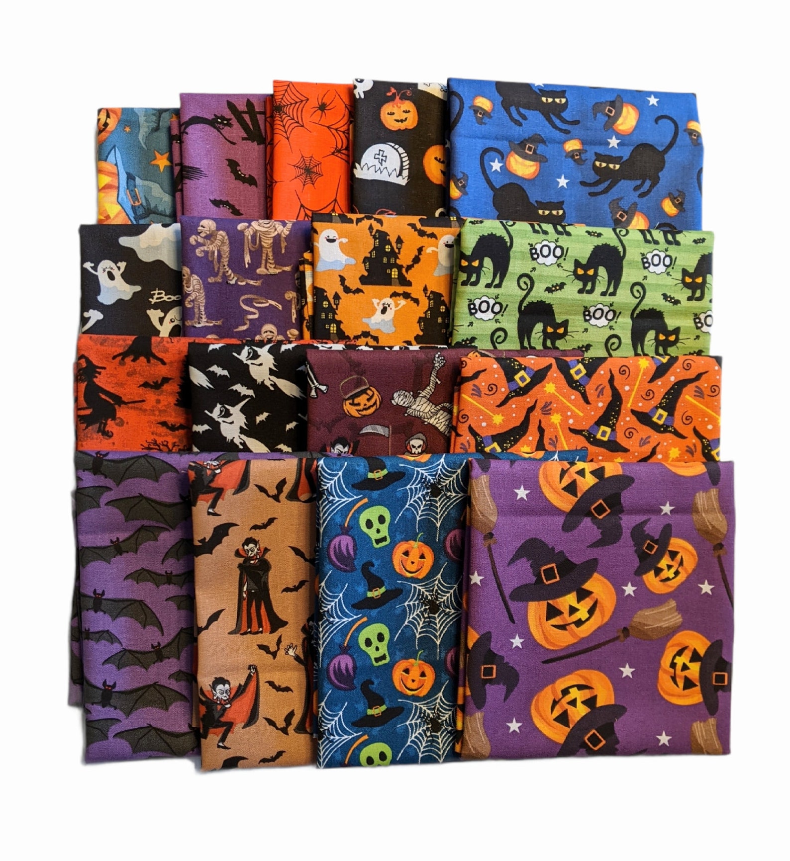 Halloween Fabric 17 Piece Fat Quarter Bundle Quilting Sewing Etsy