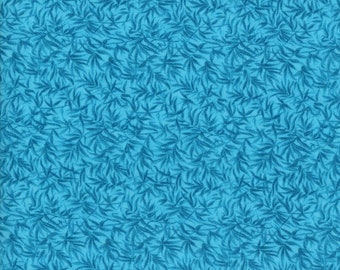 1 Yard Caribbean Turquoise Blue Floral Fabric Tonal Blender Tone on Tone 100% Cotton for Quilting and Crafts