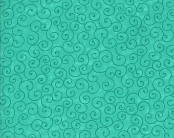 1 Yard Caribbean Aqua Blue Swirl Fabric Tonal Blender Tone on Tone 100% Cotton for Quilt Fabric