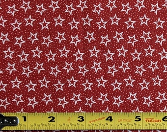 1 Yard Cotton Fabric, Star Fabric, Stars on Red, Patriotic, America, Americana, Flag