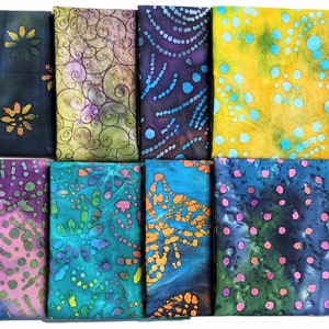 8 Piece Set AA Batik Fat Quarter Bundle Quilt Fabric Cotton Sewing Crafting Quilters Gift 21x18 inches image 2