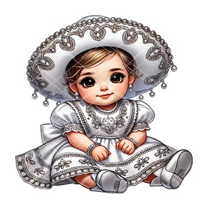 Clipart de bebê Charra, Clipart de bebê Charra, Clipart de Charitta, Batismo de Charra, Gráficos de bebê Charra, Menina mexicana, Gráficos de Mucharita, Charra