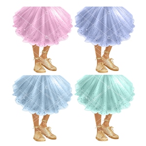 Sneaker Ball Clipart: Pastel Tutu, Gold Sneakers (PNG Digital Download)