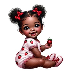 Rosa Erdbeer-Baby-Mädchen, Erdbeer-Baby-Dusche Clipart, Erdbeer-Afro-Baby-Mädchen Clipart, Erdbeer-Baby, rosa Erdbeer-Baby-Dusche