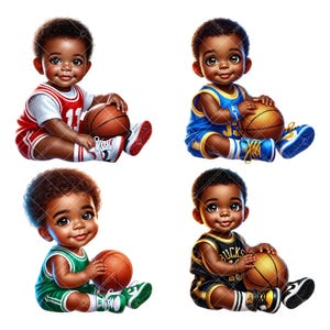 Clipart basket-ball, clipart bébé basket-ball, baby shower de basket-ball, graphiques de baby shower de basket-ball, clipart bébé garçon afro-américain, sport