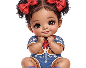 Charra Latino Baby Girl Clipart PNG – Mexican Fiesta Cowgirl Graphic – 12in 300dpi