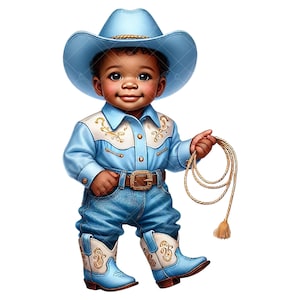 Afro baby cowboy clipart – Afro-Amerikaanse baby cowboy clipart – cowboy baby boy clipart – cowboy babyshower – afro cowboy clipart