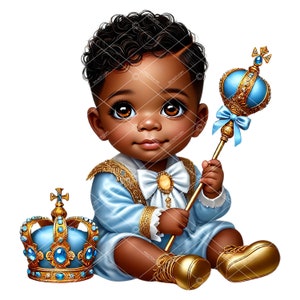 Clipart del Principe Afro, Clipart del Principe Azzurro e Oro, Clipart del Principe Afroamericano, Clipart del Piccolo Principe, Principe Afro, Principe Blu e Oro