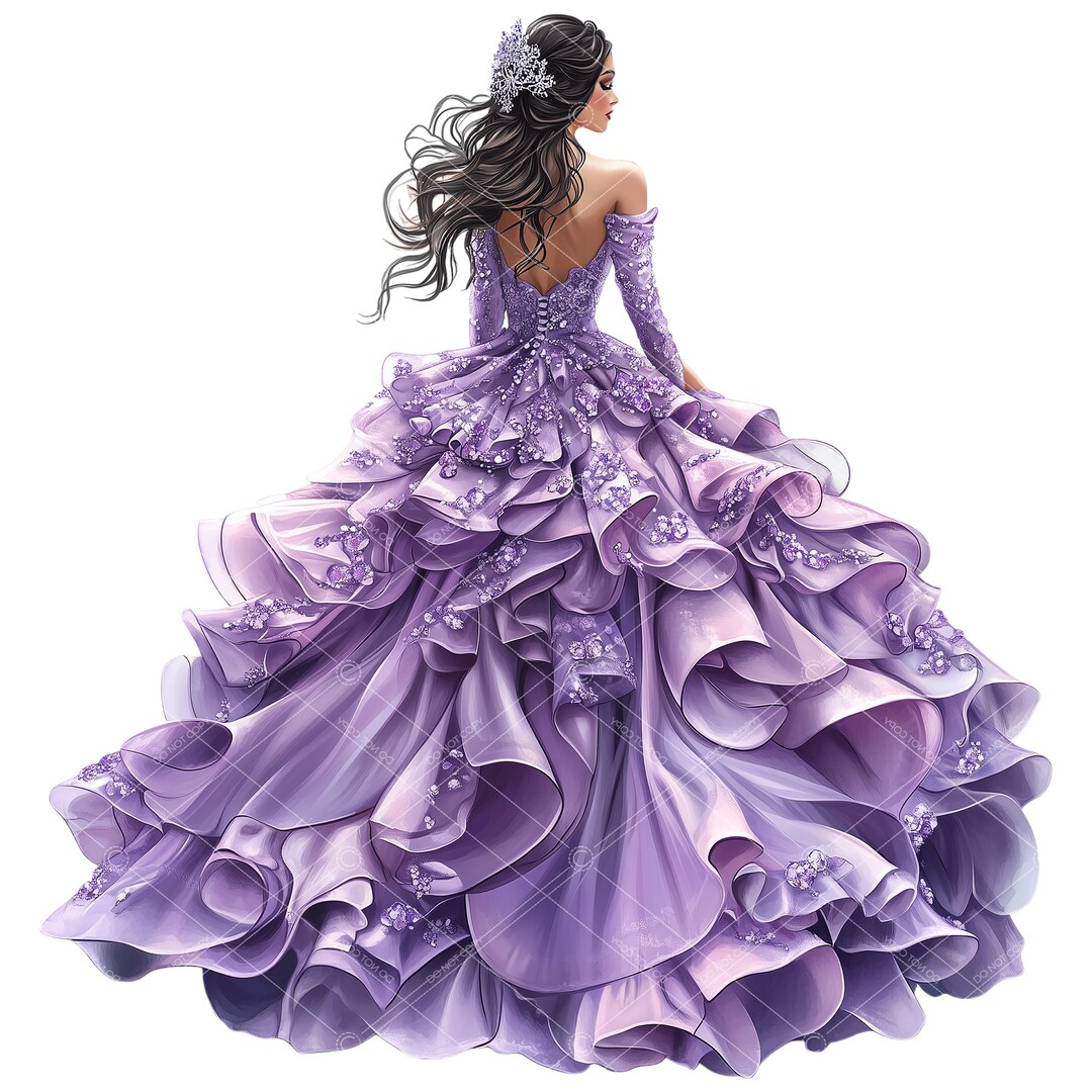 Lavender Quinceañera Clipart,purple Princess Clipart,purple Quinceañera ...