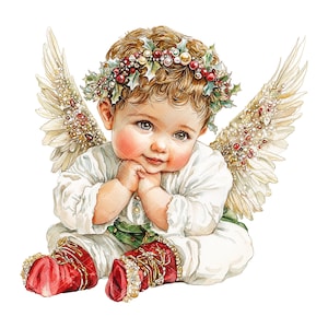 Watercolor Baby Boy Christmas Angel Clipart Set of 4, Christmas Angel Clipart,Baby Boy Angel Clipart,Baby Boy Christmas Clipart,Boy Angel