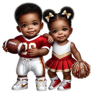 Clipart bébé footballeur et pom-pom girl, sexe révéler des cliparts, pom-pom girl football bébé, bébé noir sexe révéler, sport sexe révéler