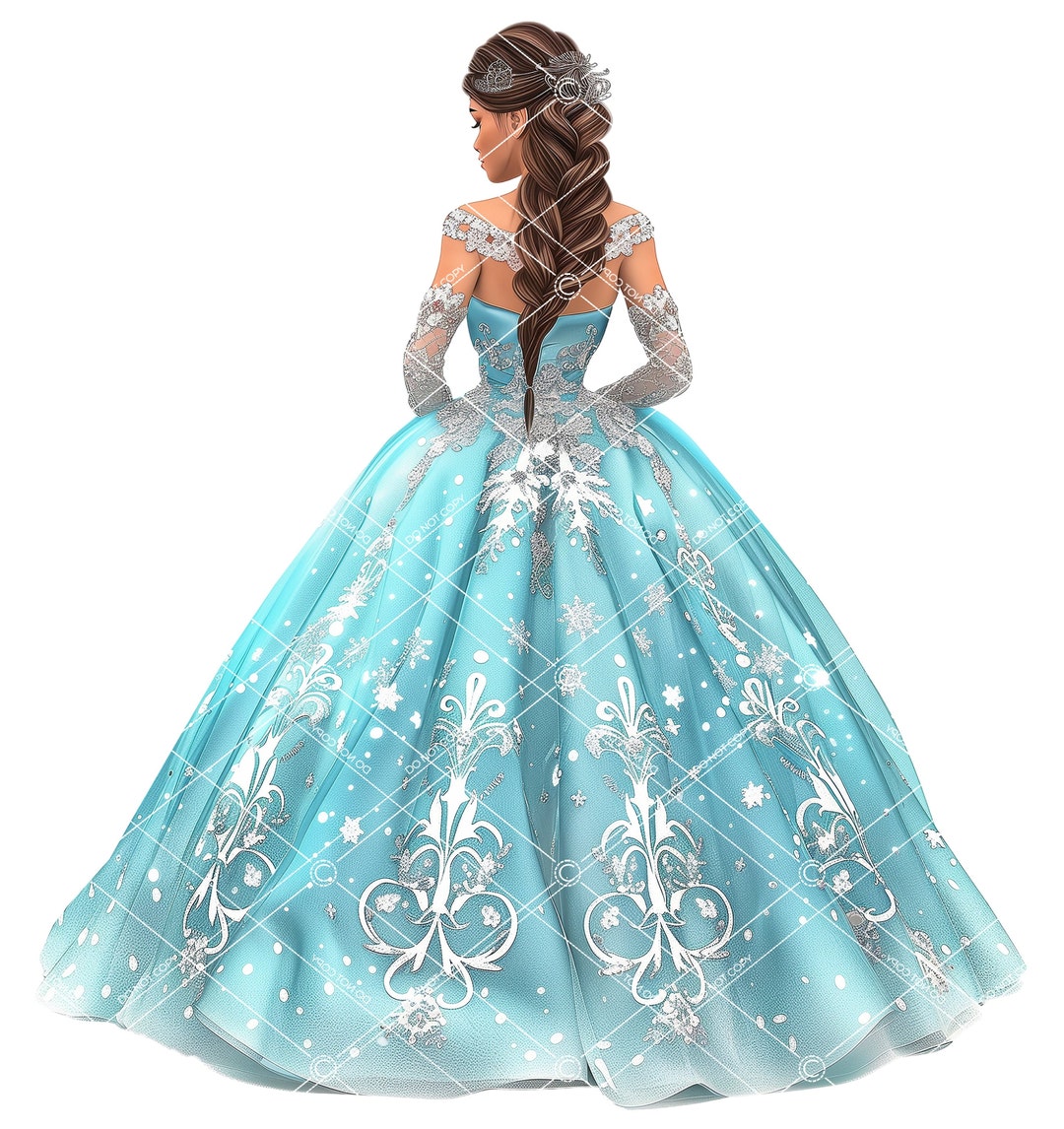 Vestido de quinceañera azul verdoso: Copo de nieve invernal (descarga  digital PNG) - Etsy México, image size:1080x1146