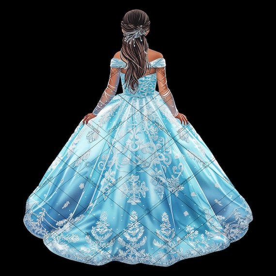 Winter Wonderland Quinceaera Dress Clipart: Blue Snowflake Gown (PNG  Digital Download) - Etsy