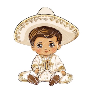 Clipart bébé Charitto, Charro Clipart, Charro or blanc, Charro baptême, anniversaire Charro, Charro Baby Shower Clipart, Clipart Charitto