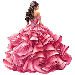 Rosa Quitte Kleid Clipart, Rosa Quinceamaßa Kleid Clipart, Rosa Quinceamaßa, Dunkelrosa Quinceamaßa, Rosa Prinzessin, Quitte Kleid Clipart