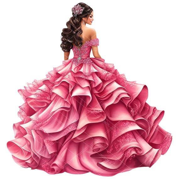 Pink Quince Dress Clipart, Pink Quinceañera Dress Clipart, Pink Quinceañera,  Dark Pink Quinceañera, Pink Princess, Quince Dress Clipart - Etsy Canada