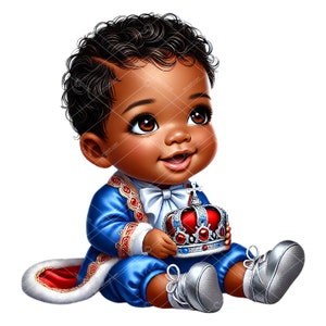 Clipart del principe afro, Clipart del principe bambino, Clipart del principe afroamericano, Clipart del piccolo principe, Clipart del principe afro, Clipart del principe blu e argento