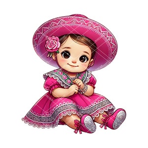 Charra Clipart,Baby Charra Clipart,Set of 4 Baby Girl Charra Clipart, Traditional Dress,Mucharita Clipart,Charitta Clipart,Charra Baptism
